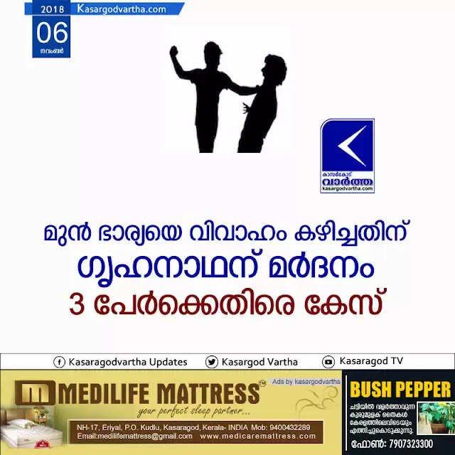 മുന് ഭാര്യയെ വിവാഹം കഴിച്ചതിന് ഗൃഹനാഥന് മര്ദനം; 3 പേര്ക്കെതിരെ കേസ്