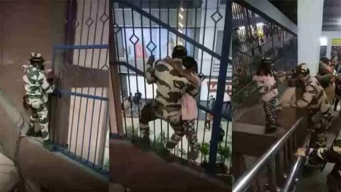 മെട്രോ സ്റ്റേഷനില് 25 അടി ഉയരത്തില് കുടുങ്ങി 8 വയസുകാരി; രക്ഷപ്പെടുത്തി സിഐഎസ്എഫ് ജവാന് - വീഡിയോ