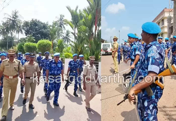 Route March | കാസര്കോട്ട് വിവിധയിടങ്ങളില് കേന്ദ്ര ദ്രുതകര്മസേന റൂട് മാര്ച് നടത്തി