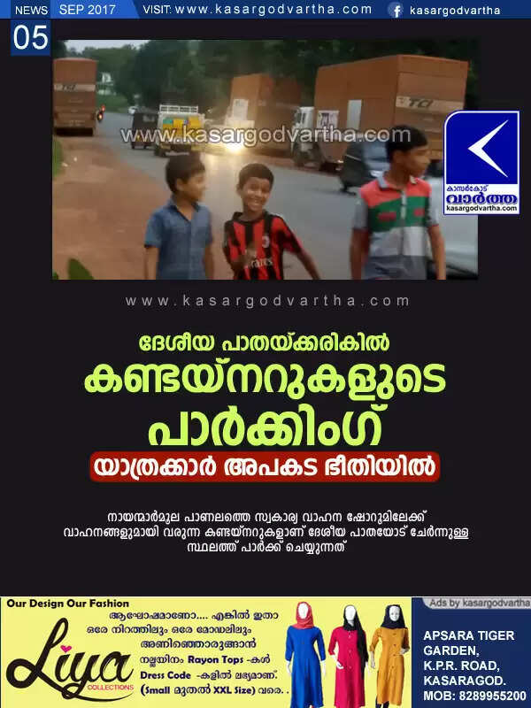 ദേശീയ പാതയ്ക്കരികില് കണ്ടയ്നറുകളുടെ പാര്ക്കിംഗ്: യാത്രക്കാര് അപകട ഭീതിയില്