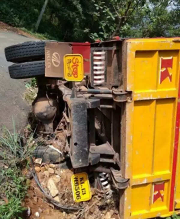 അപകടത്തില്പെട്ട ലോറി മാസങ്ങളായിട്ടും റോഡരികില് തന്നെ; അധികൃതര്ക്ക് മൗനം