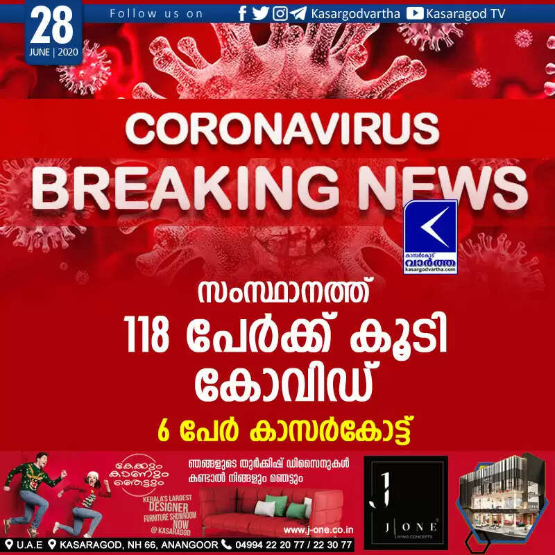 സംസ്ഥാനത്ത് 118 പേര്ക്ക് കൂടി കോവിഡ്; 6 പേര് കാസര്കോട്ട്