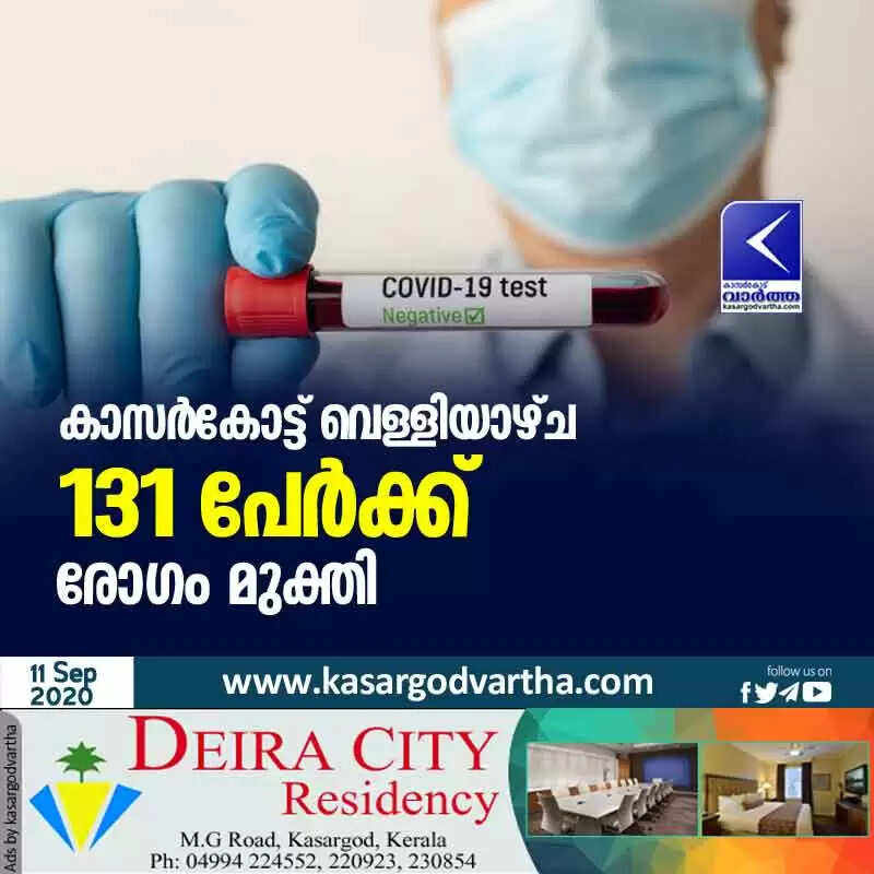 കാസർകോട്ട് വെള്ളിയാഴ്ച 131 പേര്ക്ക് രോഗം മുക്തി