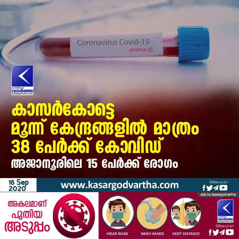 കാസർകോട്ടെ മൂന്ന് കേന്ദ്രങ്ങളിൽ മാത്രം 38 പേർക്ക് കോവിഡ്; അജാനൂരിലെ 15 പേർക്ക് രോഗം