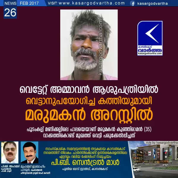 വെട്ടേറ്റ് അമ്മാവന് ആശുപത്രിയില്; വെട്ടാനുപയോഗിച്ച കത്തിയുമായി മരുമകന് അറസ്റ്റില്