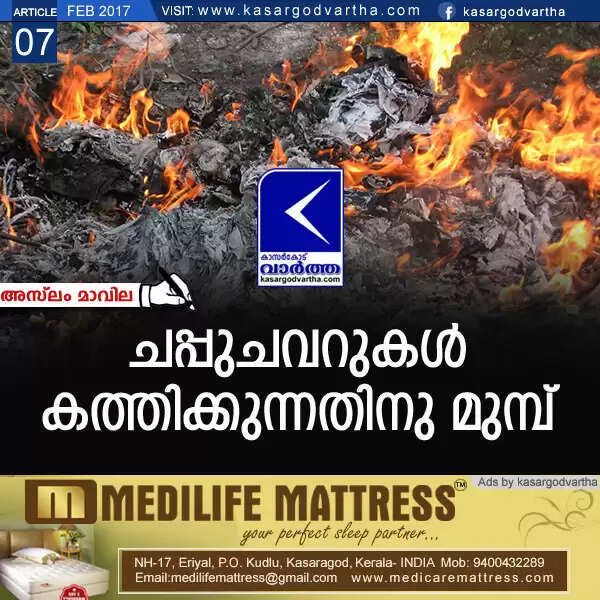 ചപ്പുചവറുകള് കത്തിക്കുന്നതിനു മുമ്പ്