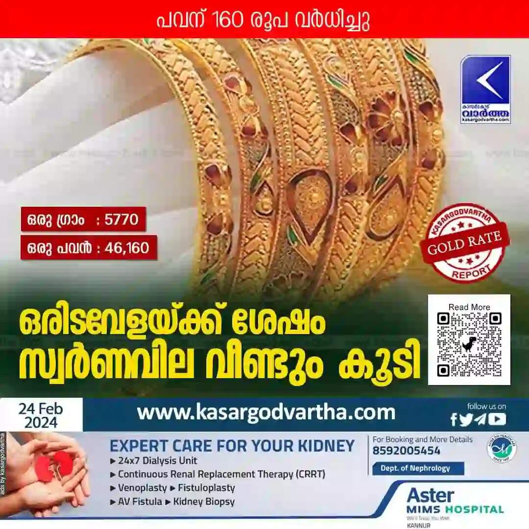 Gold Price | ഒരിടവേളയ്ക്ക് ശേഷം സ്വർണവില വീണ്ടും കൂടി; പവന് വർധിച്ചത് 160 രൂപ