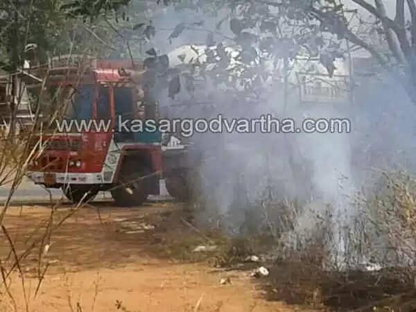 കുമ്പളയില് നിര്ത്തിയിട്ട ടാങ്കര് ലോറിയുടെ ചക്രത്തിന് തീപിടിച്ചു