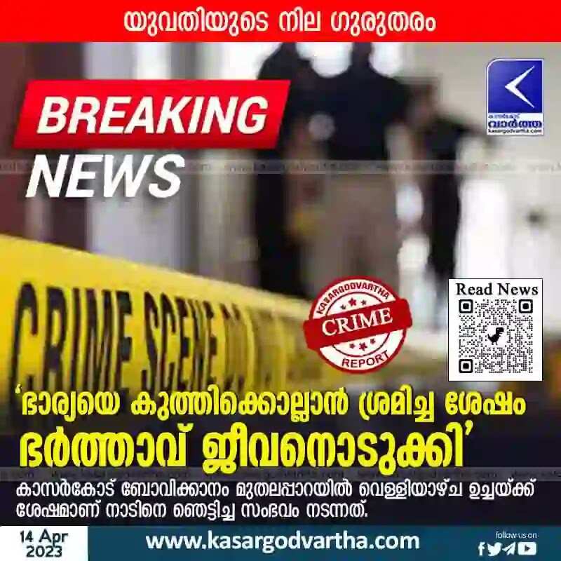 Died | 'ഭാര്യയെ കുത്തിക്കൊല്ലാൻ ശ്രമിച്ച ശേഷം ഭർത്താവ് ജീവനൊടുക്കി'; യുവതിക്ക് ഗുരുതരം