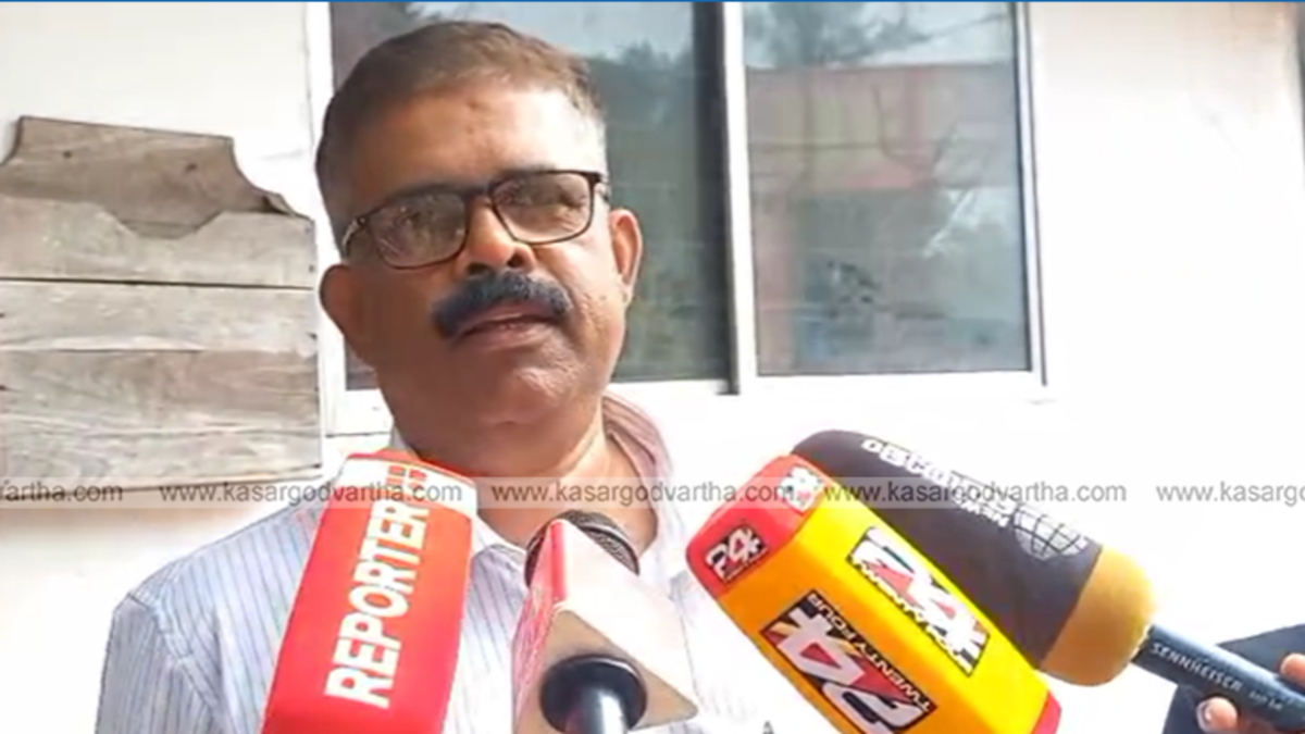 CPM leader Cg Mathew giving a statement to the press.