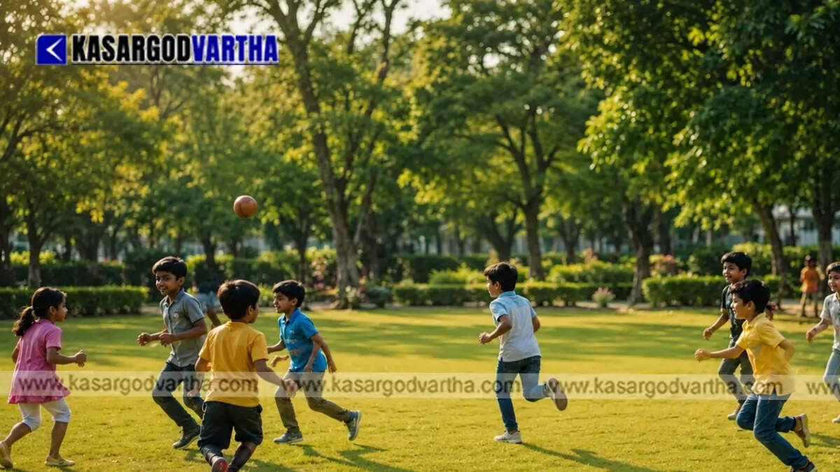 Conceptual image showing healthy children playing happily outdoors in the sunlight