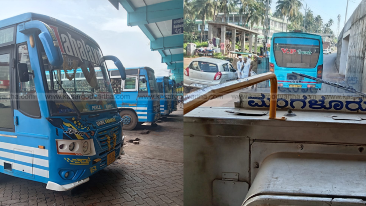 A private bus driving at a high speed on a Kerala road, symbolizing the issue.