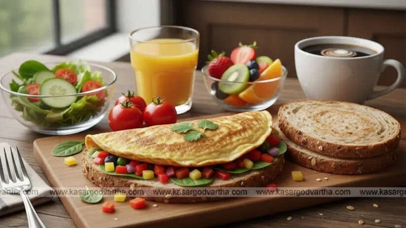 Healthy bread omelette with vegetables and whole wheat bread
