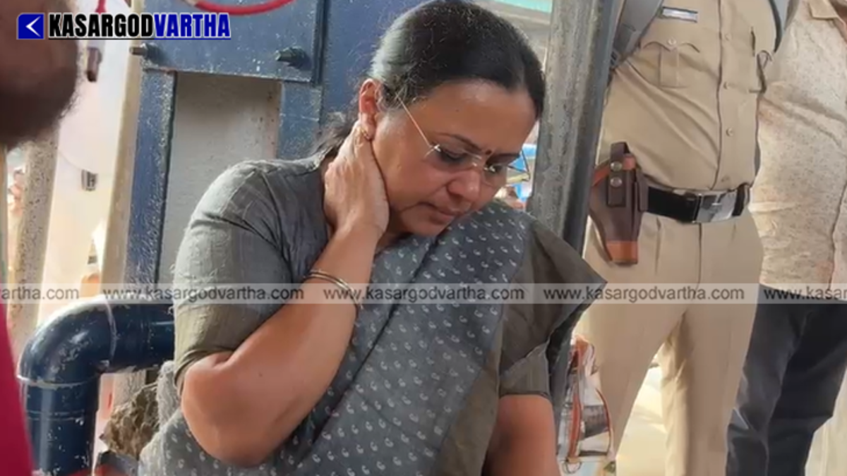 Health Minister Veena George after getting injured at the railway station.