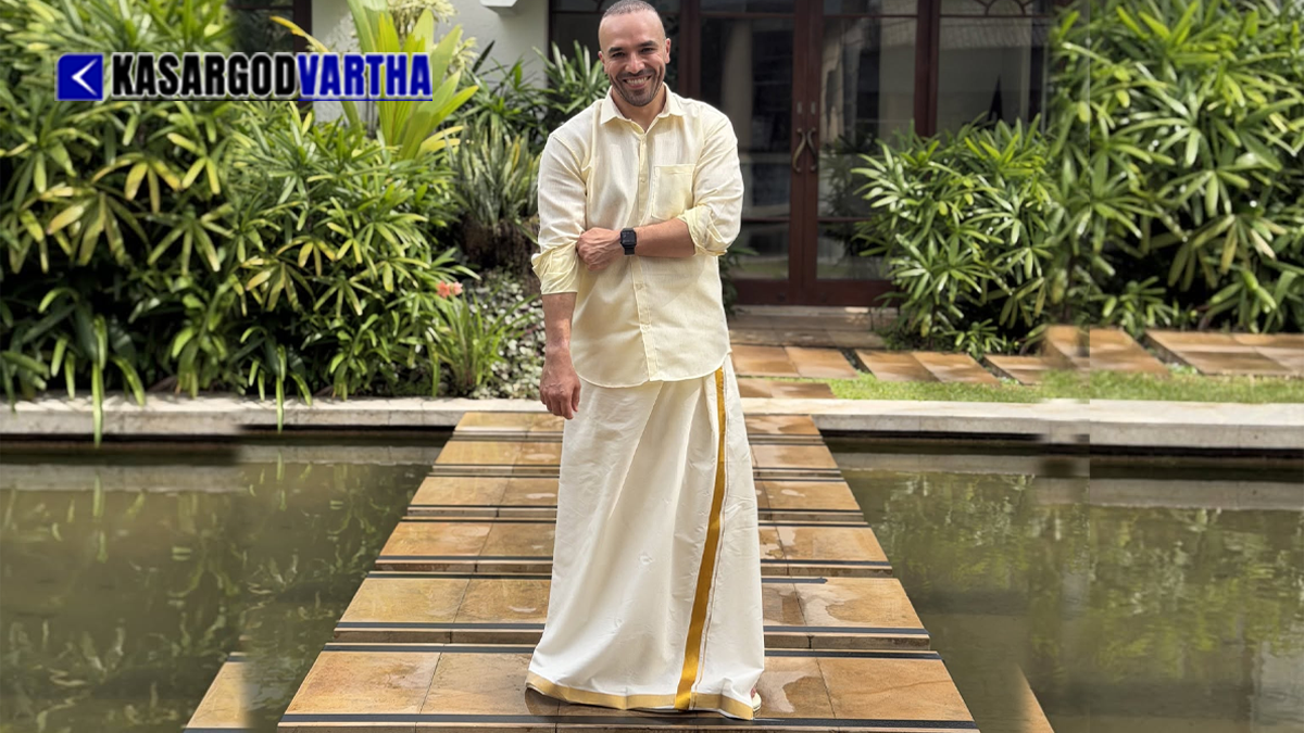 Khalid Al Ameri wearing traditional Kerala attire