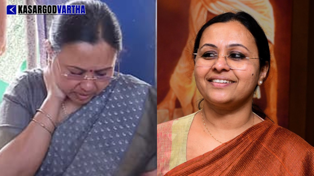 Minister Veena George leaving the hospital in her vehicle.