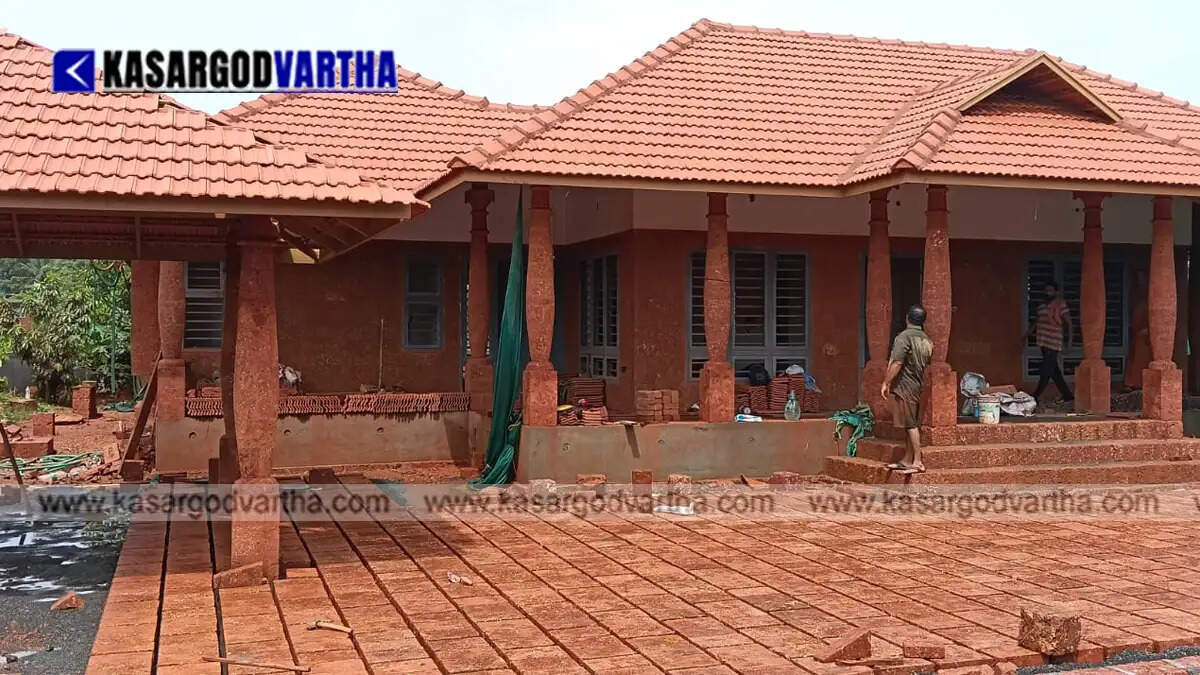 T.V. Prakasan working on a laterite stone pillar
