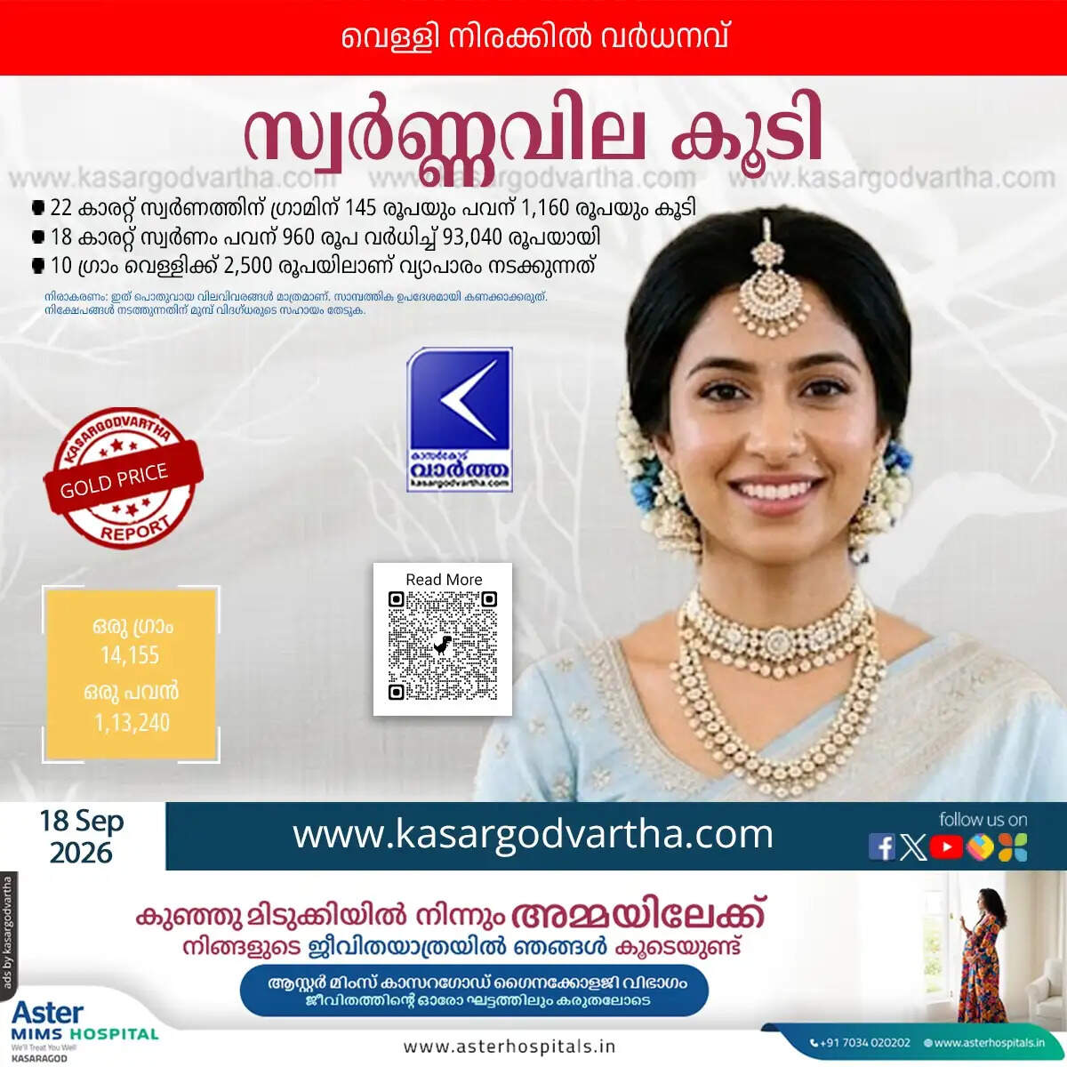 gold price surge kerala september 18 2026 sovereign rate