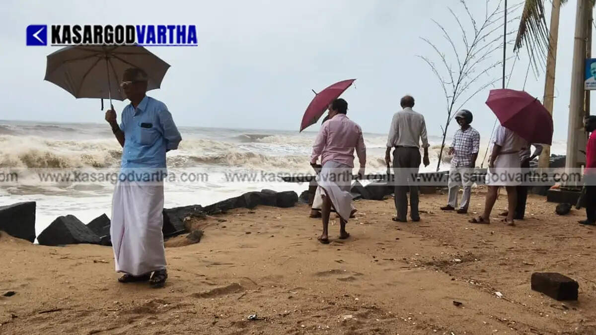Representational image of severe sea erosion and damaged coastal protection in Kasaragod