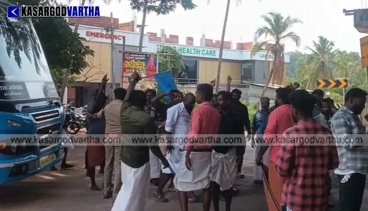 A symbolic scene of hartal supporters trying to block vehicles in Kasaragod district.&nbsp;