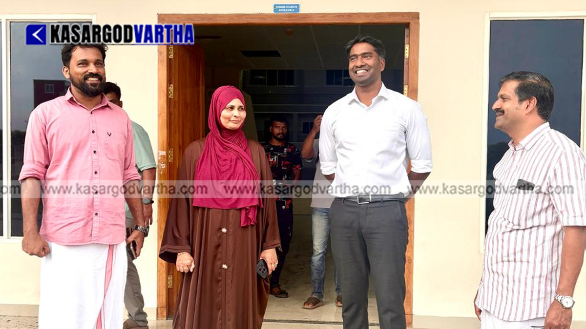  District Collector Arjun Pandian visiting the stadium.