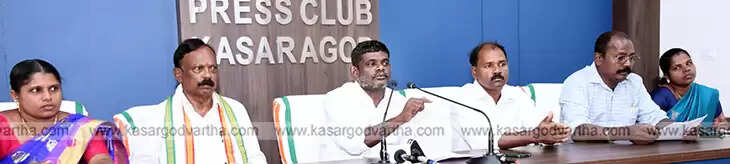 Dalit League leaders speaking at a press conference in Kasaragod.