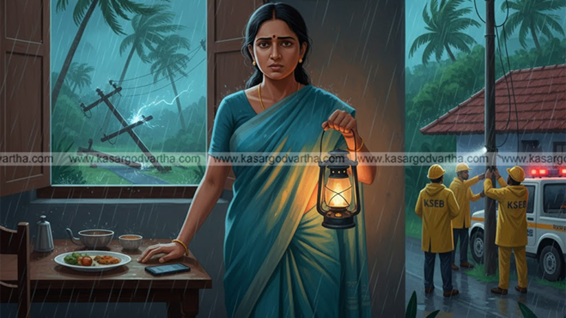  KSEB electric post damage after rain and wind