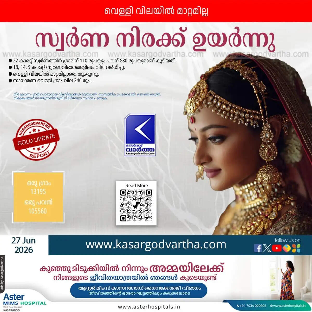 Kerala Gold Price June 27