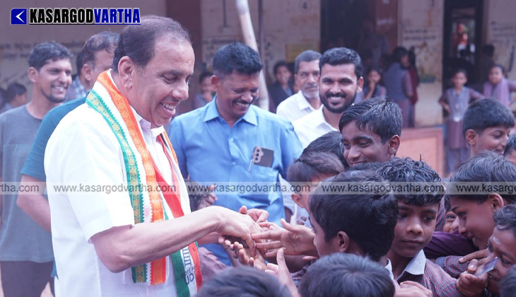 UDF candidate Kallatra Mahin Haji campaigning in Kasaragod constituency in March 2026.