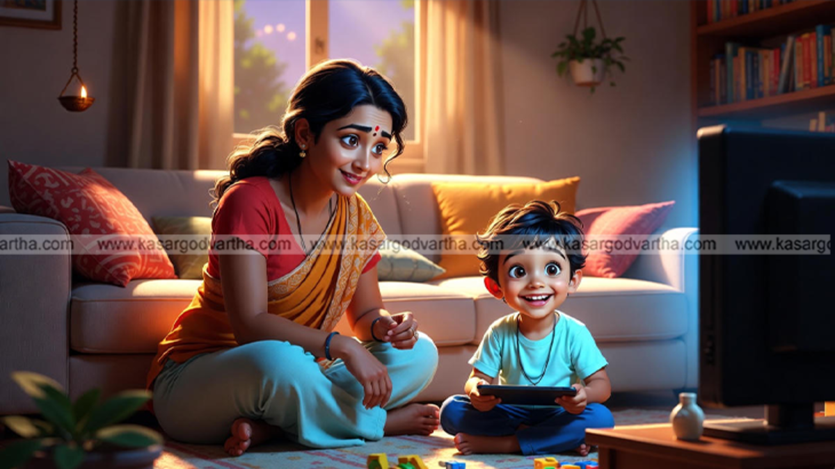 A child intently watching a cartoon repeatedly on a tablet