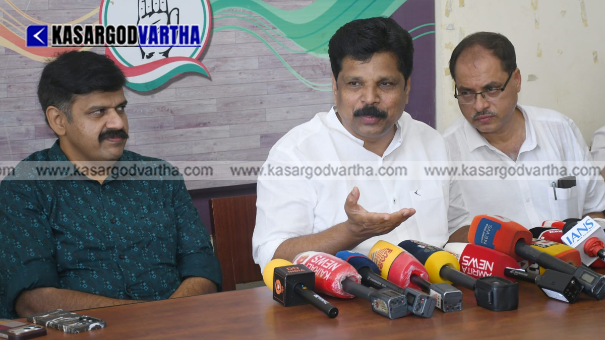 Revenue Minister A P Anil Kumar speaking at a press conference