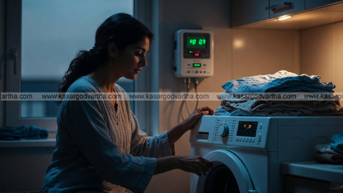 Person using a washing machine efficiently to save energy