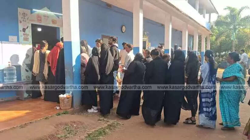 Voters at a polling booth in Kasaragod district