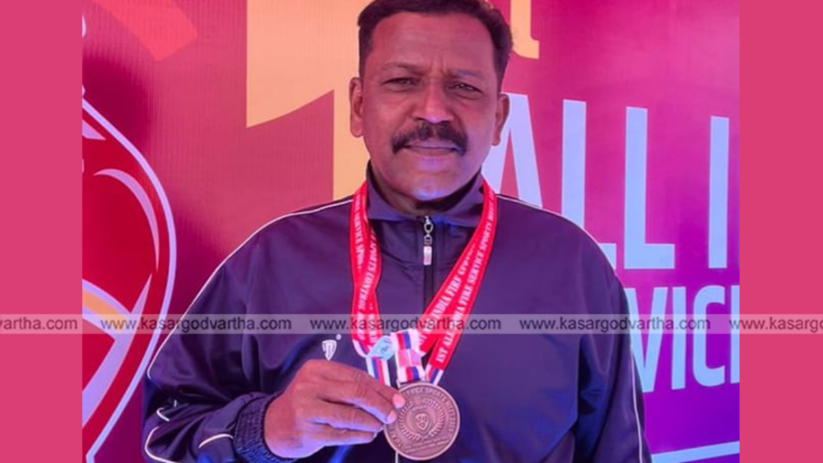 V.N. Venugopal, Senior Fire and Rescue Officer, posing with his bronze medal.