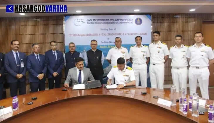 Indian Navy gets stronger; GRSE hands over three advanced warships Dunagiri, Sanshodhak, and Agray