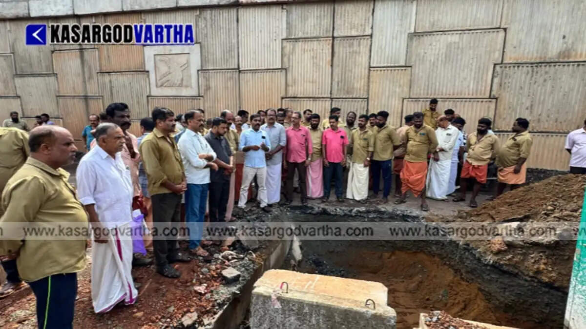 Major disaster averted in Periya as NH service road caves in moments after KSRTC bus passes; construction halted.