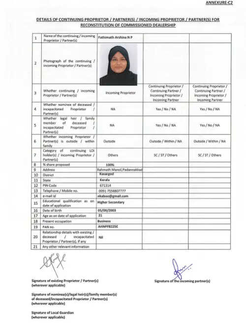 cheruvathur bpcl petrol pump license transfer financial