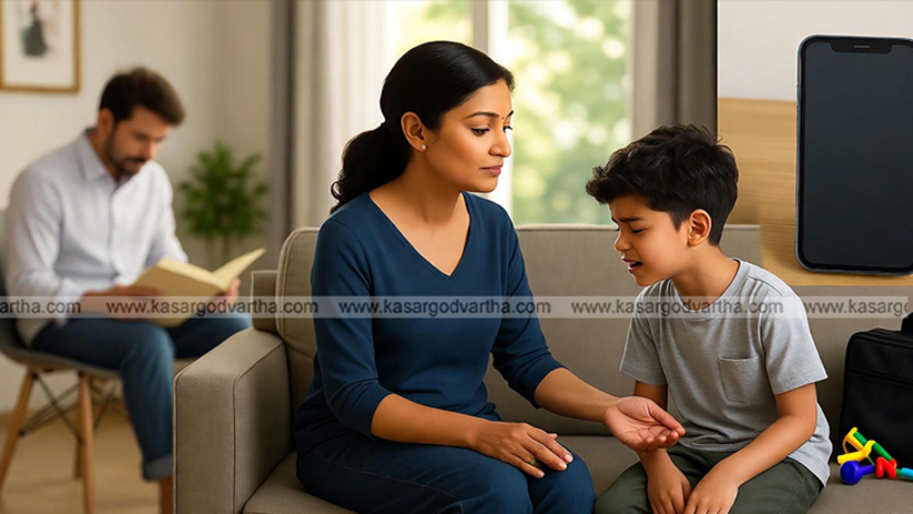 Parents talking to a child about behavior