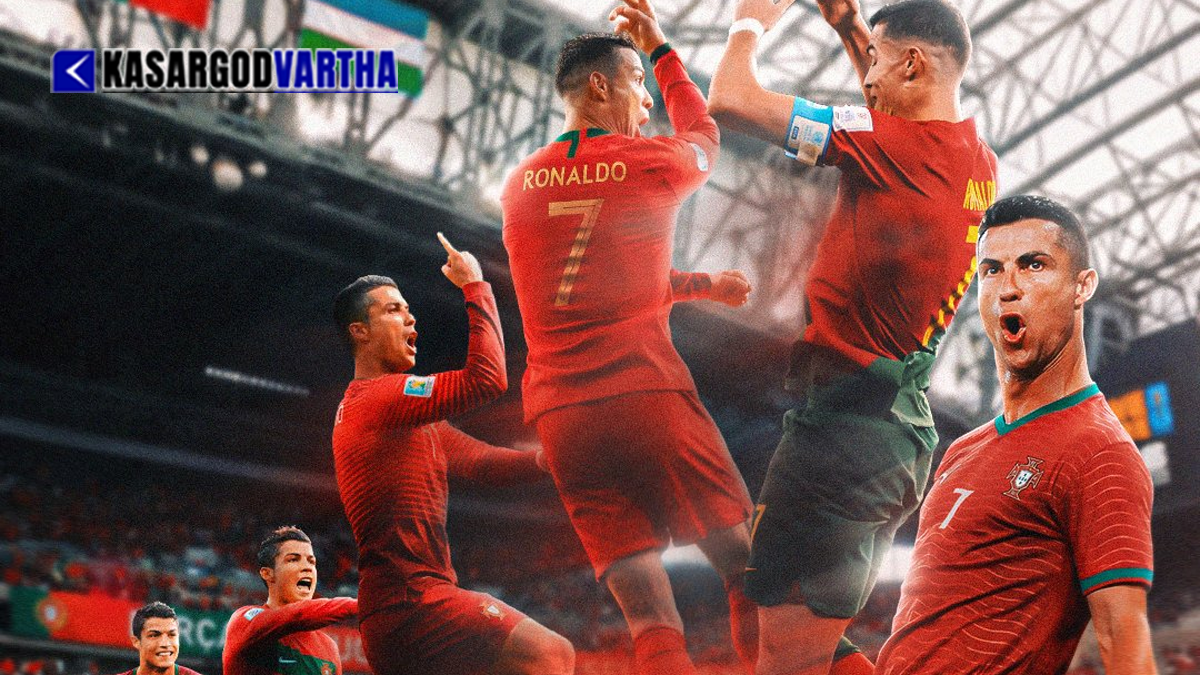 Cristiano Ronaldo celebrating his historic world cup goal