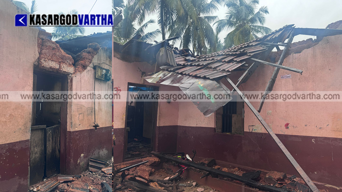 Damaged house after collapse due to rain