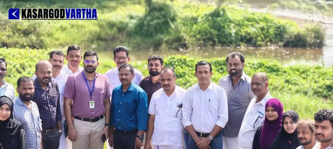 Officials from NABARD and Irrigation department inspecting the bridge site in Kumbla.