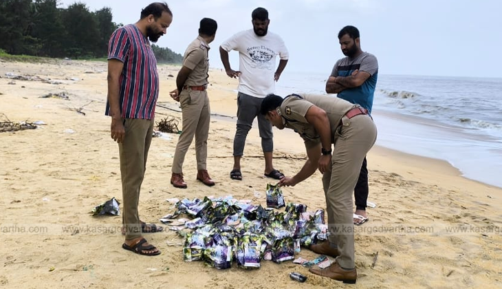 Sacks of prohibited tobacco products found on a beach in Kasaragod.