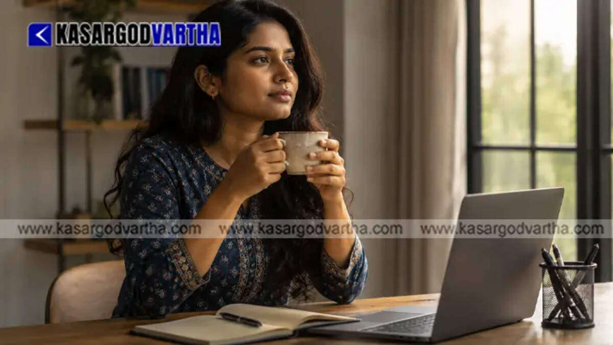 A person frequently reaching for a hot cup of tea at an office desk representing tea cravings