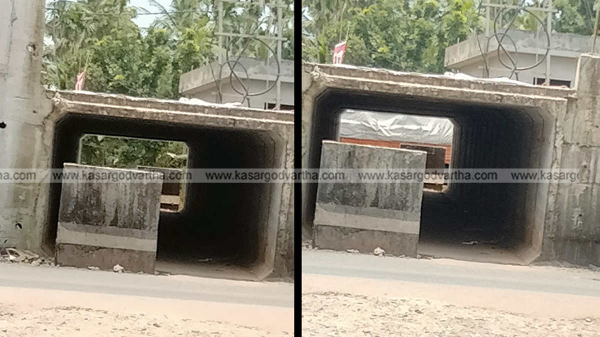 Locals protesting for a larger underpass at Cheruvathur railway station road.