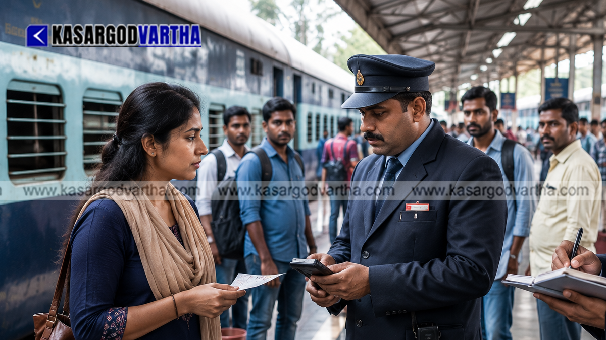 Train passengers on an Indian Railway platform.