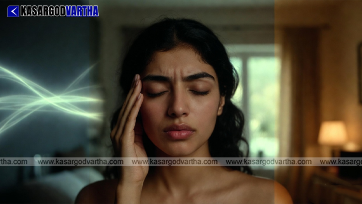 Woman holding her head representing migraine stages and pain