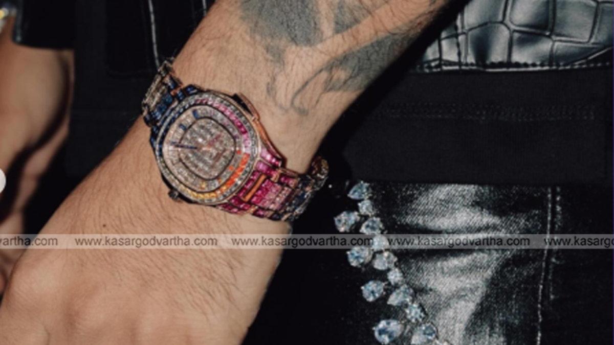 Close up view of the Patek Philippe Rainbow Minute Repeater watch with colorful gems.