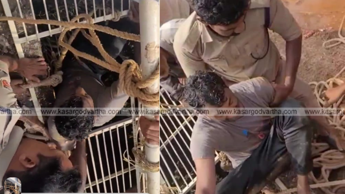 Kerala Fire and Rescue Services conducting a rescue operation from a well