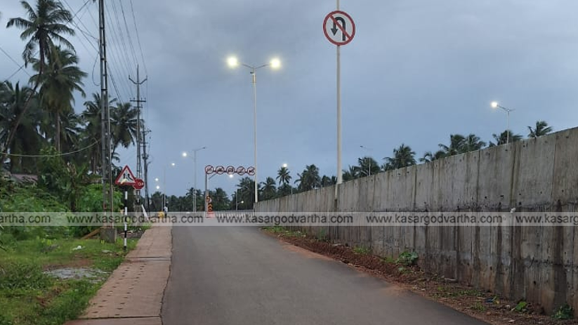 A sign board on the national highway at Mogral indicating 'no U-turn'.