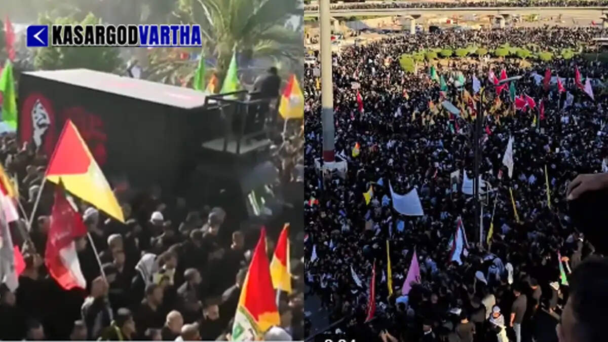 Massive crowd gathered for the funeral of Ayatollah Ali Khamenei in Najaf